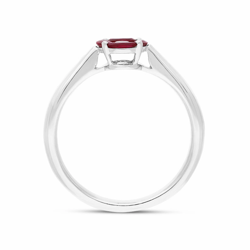 18ct White Gold Ruby Diamond Marquise Stone Round Cluster Ring