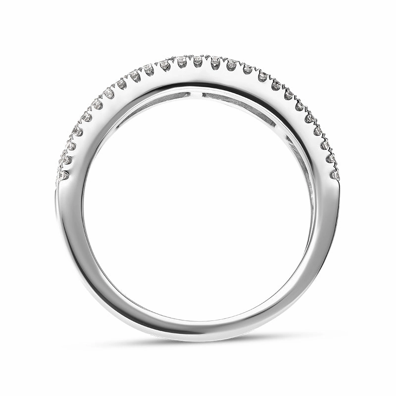 18ct White Gold Ruby Diamond Square and Baguette Cut Half Eternity Ring