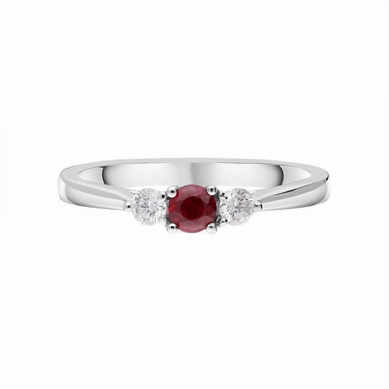 18ct White Gold Ruby Diamond Trilogy Ring