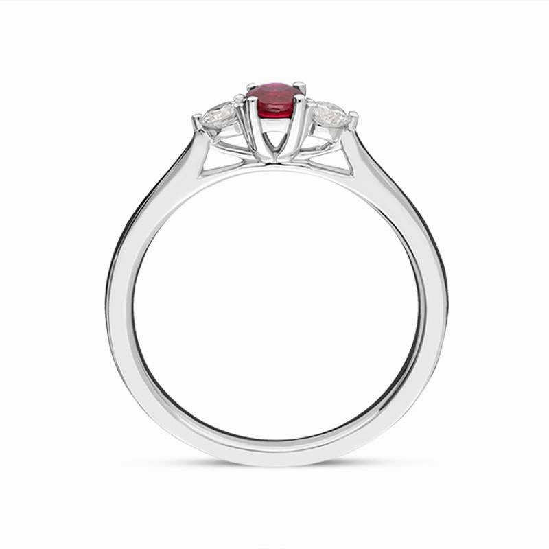 18ct White Gold Ruby Diamond Trilogy Ring