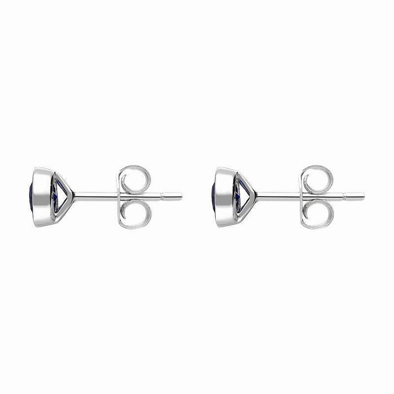 18ct White Gold Sapphire Bezel Set Solitaire Stud Earrings