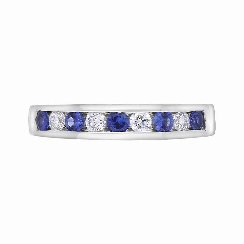 18ct White Gold Sapphire Diamond Channel Set Eternity Ring