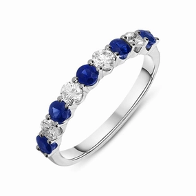 18ct White Gold Sapphire Diamond Claw Set Half Eternity Ring
