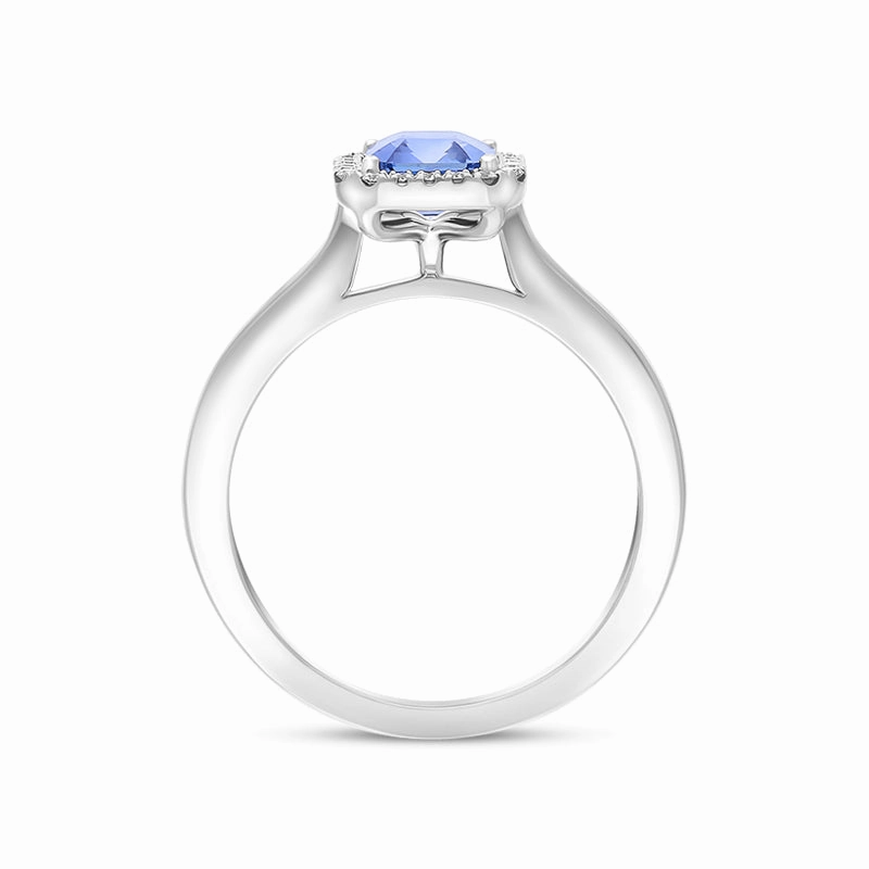 18ct White Gold Sapphire Diamond Emerald Cut Cluster Ring D