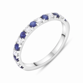 18ct White Gold Sapphire Diamond Half Eternity Ring