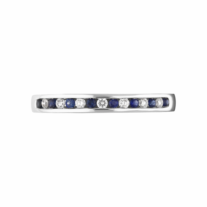 18ct White Gold Sapphire Diamond Half Eternity Ring