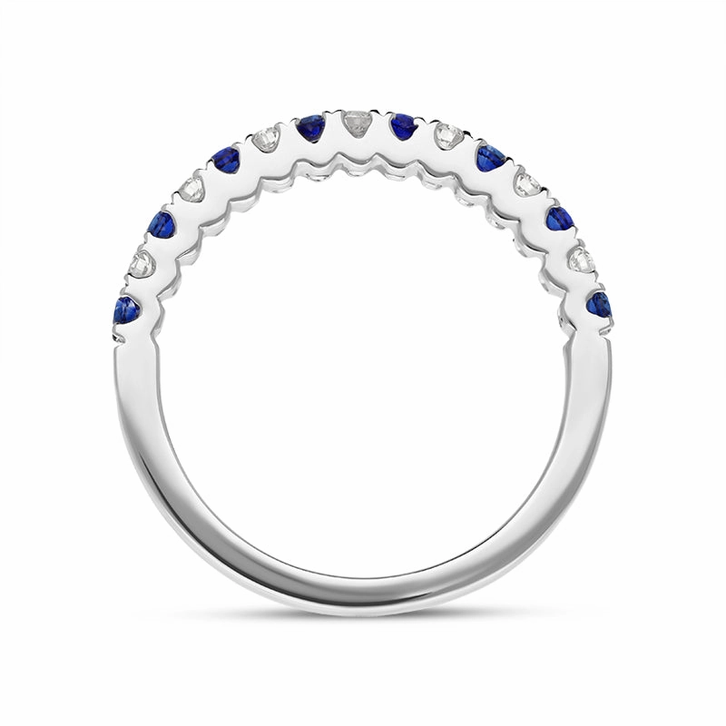 18ct White Gold Sapphire Diamond Half Eternity Ring