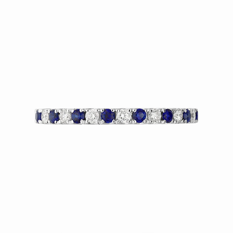 18ct White Gold Sapphire Diamond Half Eternity Ring
