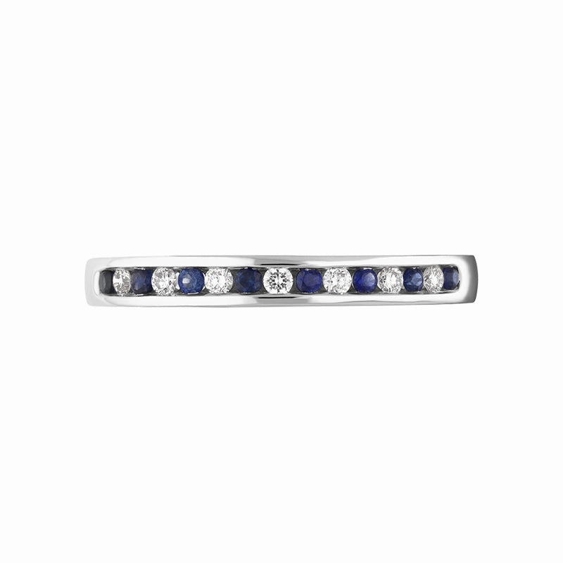 18ct White Gold Sapphire Diamond Half Eternity Ring