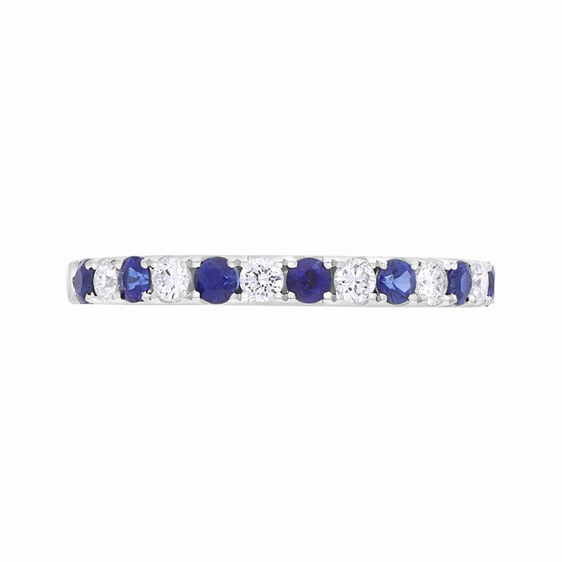 18ct White Gold Sapphire Diamond Half Eternity Ring