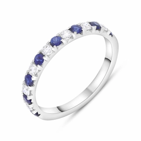 18ct White Gold Sapphire Diamond Half Eternity Ring