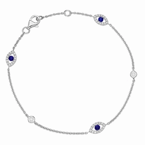 18ct White Gold Sapphire Diamond Marquise Bracelet