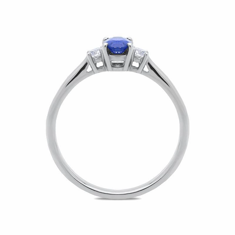 18ct White Gold Sapphire Diamond Oval Trilogy Ring