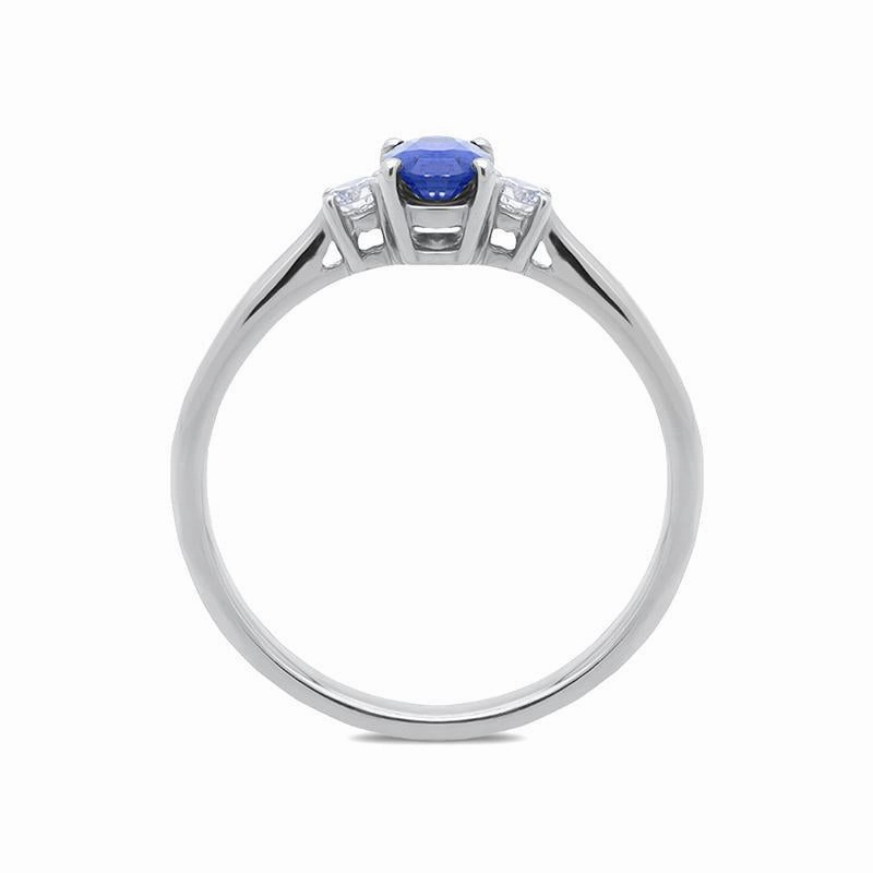 18ct White Gold Sapphire Diamond Oval Trilogy Ring