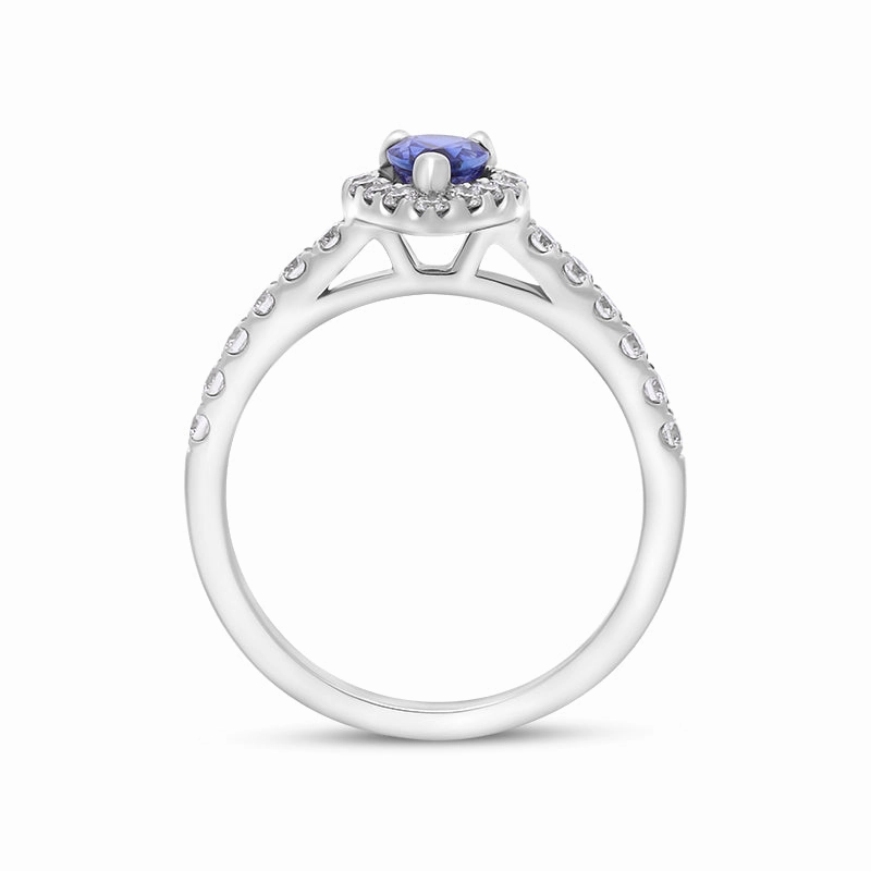 18ct White Gold Sapphire Diamond Pear Cut Cluster Ring