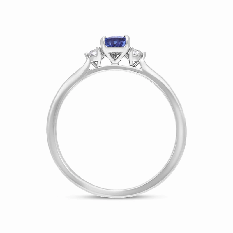 18ct White Gold Sapphire Diamond Pear Cut Three Stone Ring