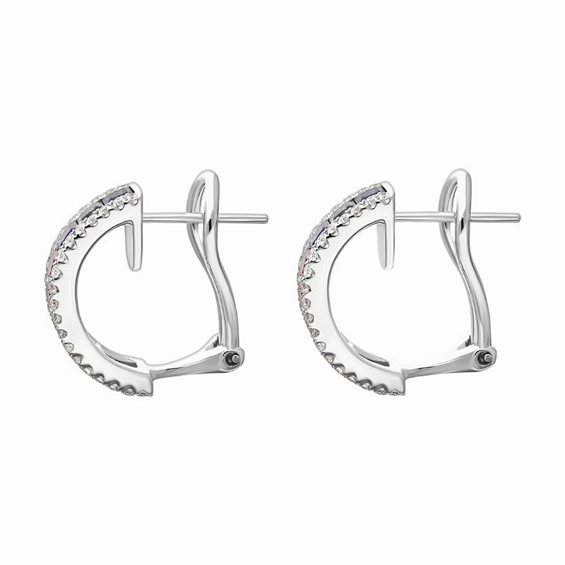 18ct White Gold Sapphire Diamond Princess Cut Multicolour Hoop Earrings