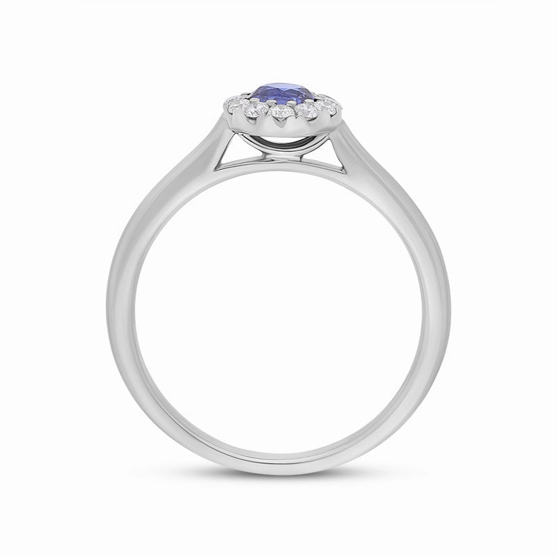 18ct White Gold Sapphire Diamond Round Cluster Ring