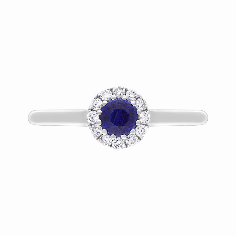 18ct White Gold Sapphire Diamond Round Cluster Ring