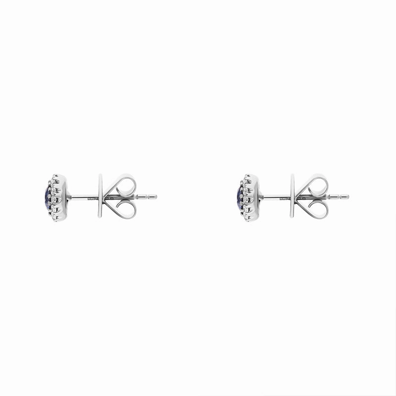18ct White Gold Sapphire Diamond Round Cluster Stud Earrings
