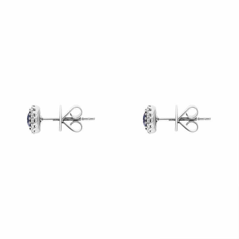 18ct White Gold Sapphire Diamond Round Cluster Stud Earrings
