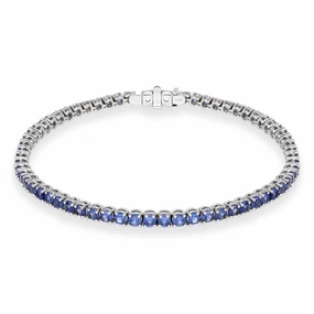 18ct White Gold Sapphire Tennis Bracelet D