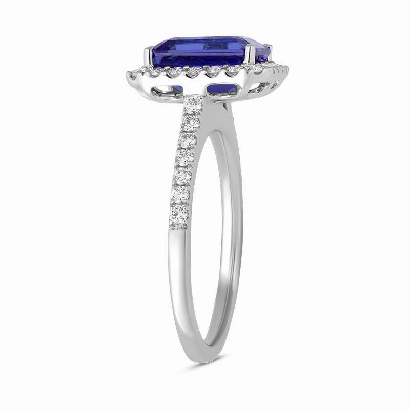 18ct White Gold Tanzanite Diamond Emerald Cut Cluster Ring