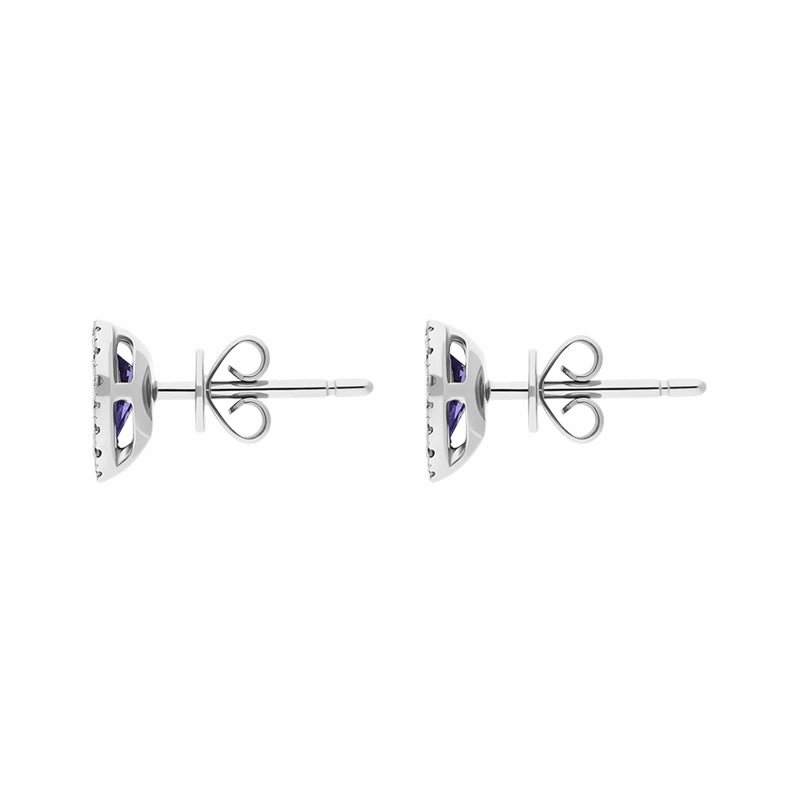 18ct White Gold Tanzanite Diamond Pear Stud Earrings