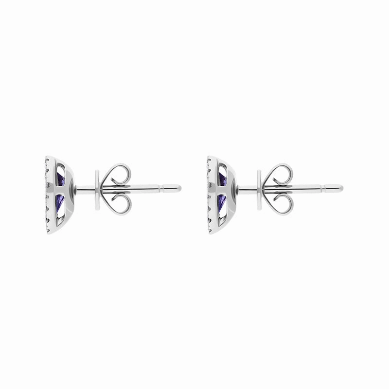 18ct White Gold Tanzanite Diamond Pear Stud Earrings