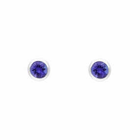 18ct White Gold Tanzanite Round Martini Stud Earrings