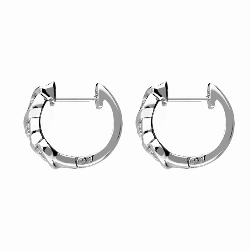 18ct White Gold Three Stone Diamond Hoop Earrings