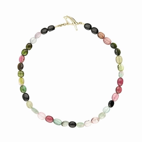 18ct White Gold Tourmaline Beaded Chunky Necklace D