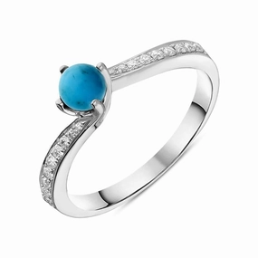 18ct White Gold Turquoise 0.12ct Diamond Twist Ring