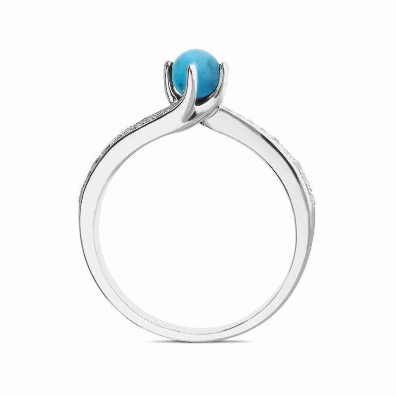 18ct White Gold Turquoise 0.12ct Diamond Twist Ring