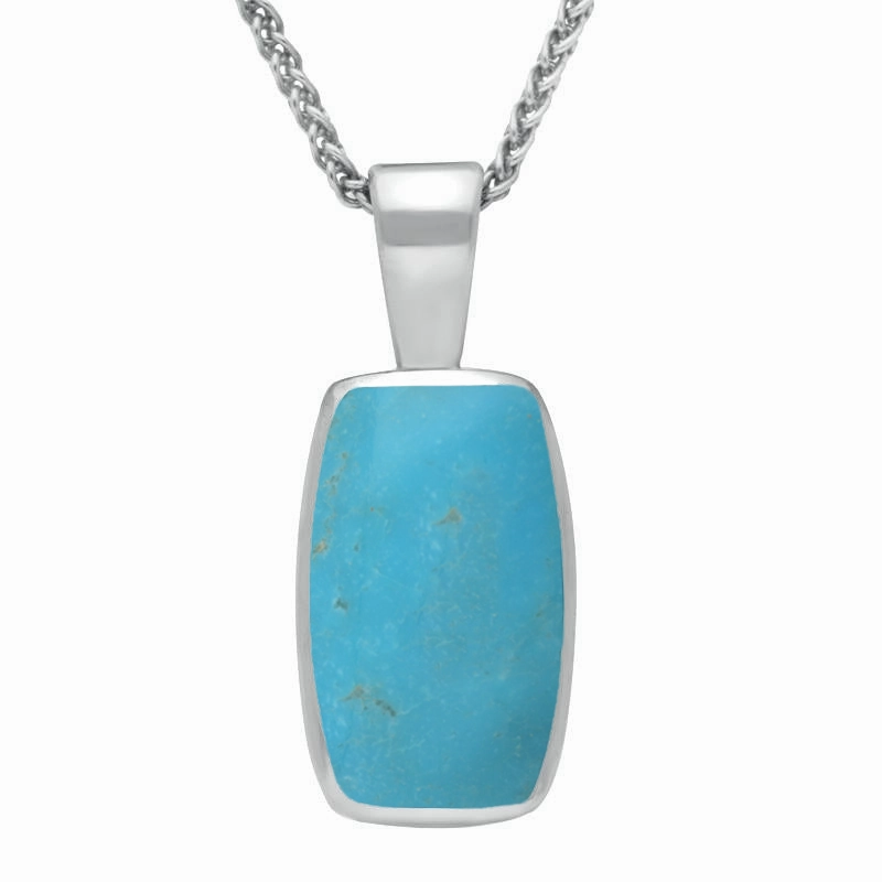 18ct White Gold Turquoise Barrel Shaped Necklace