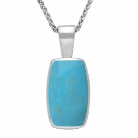 18ct White Gold Turquoise Barrel Shaped Necklace