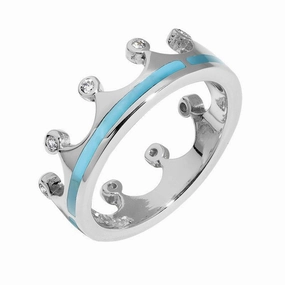 18ct White Gold Turquoise Diamond Tiara Band Ring