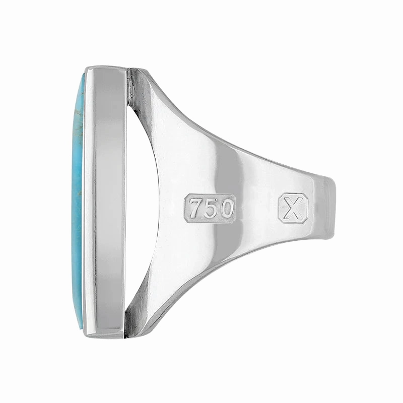 18ct White Gold Turquoise Hallmark Medium Oblong Ring