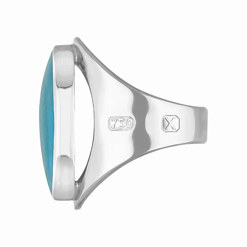 18ct White Gold Turquoise Hallmark Medium Oval Ring