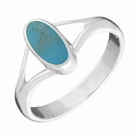 18ct White Gold Turquoise Heritage Oval Split Shoulder Ring
