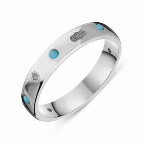 18ct White Gold Turquoise King's Coronation Hallmark 4mm Ring D