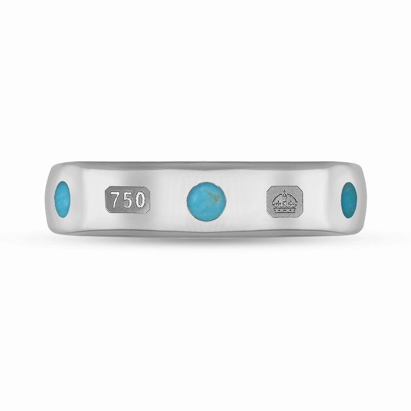 18ct White Gold Turquoise King's Coronation Hallmark 5mm Ring D