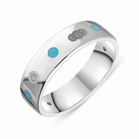 18ct White Gold Turquoise King's Coronation Hallmark 6mm Ring D