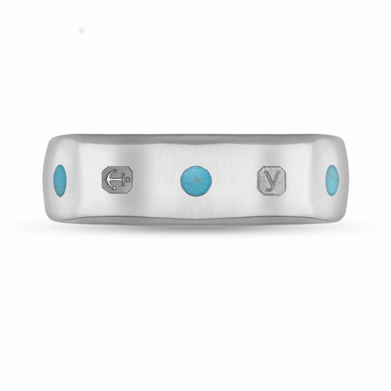 18ct White Gold Turquoise King's Coronation Hallmark 6mm Ring D