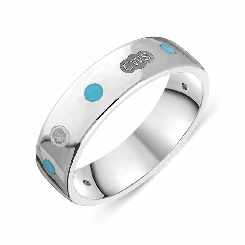 18ct White Gold Turquoise King's Coronation Hallmark 6mm Ring D
