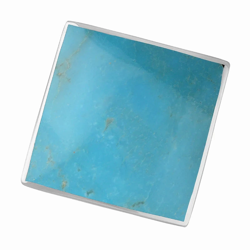 18ct White Gold Turquoise King's Coronation Hallmark Large Rhombus Ring D