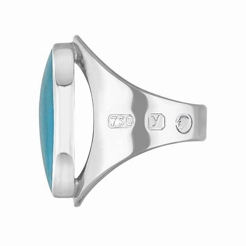 18ct White Gold Turquoise King's Coronation Hallmark Medium Oval Ring D