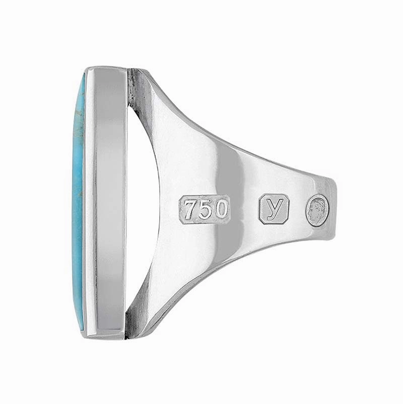 18ct White Gold Turquoise King's Coronation Hallmark Medium Square Ring D
