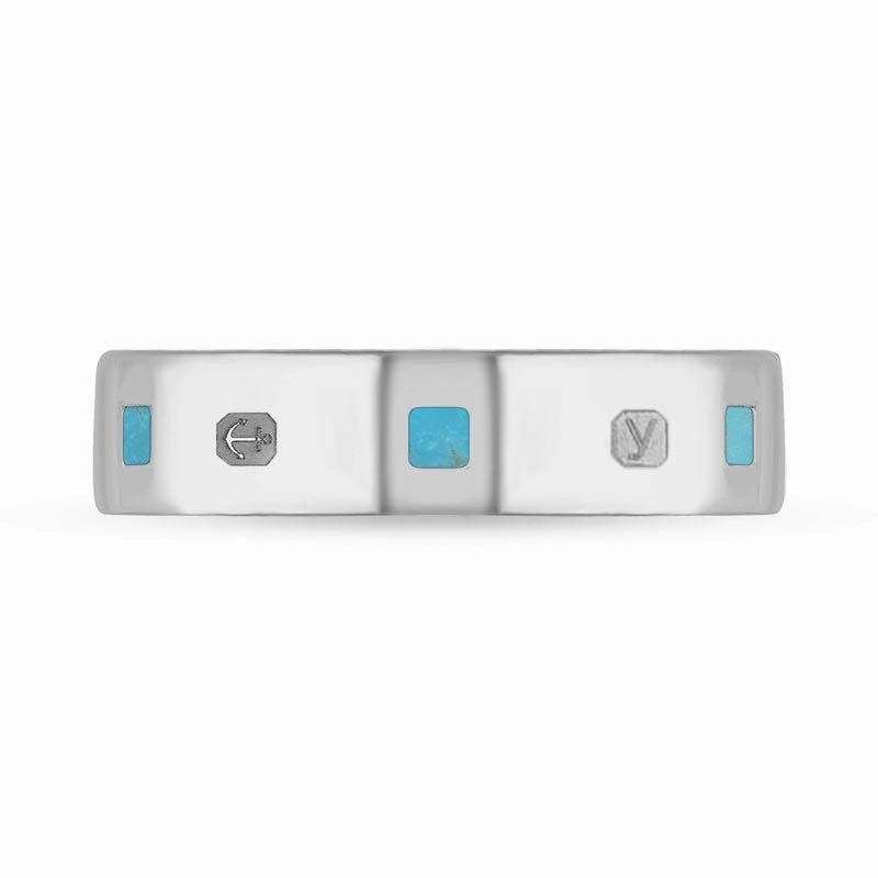 18ct White Gold Turquoise King's Coronation Hallmark Princess Cut 5mm Ring D