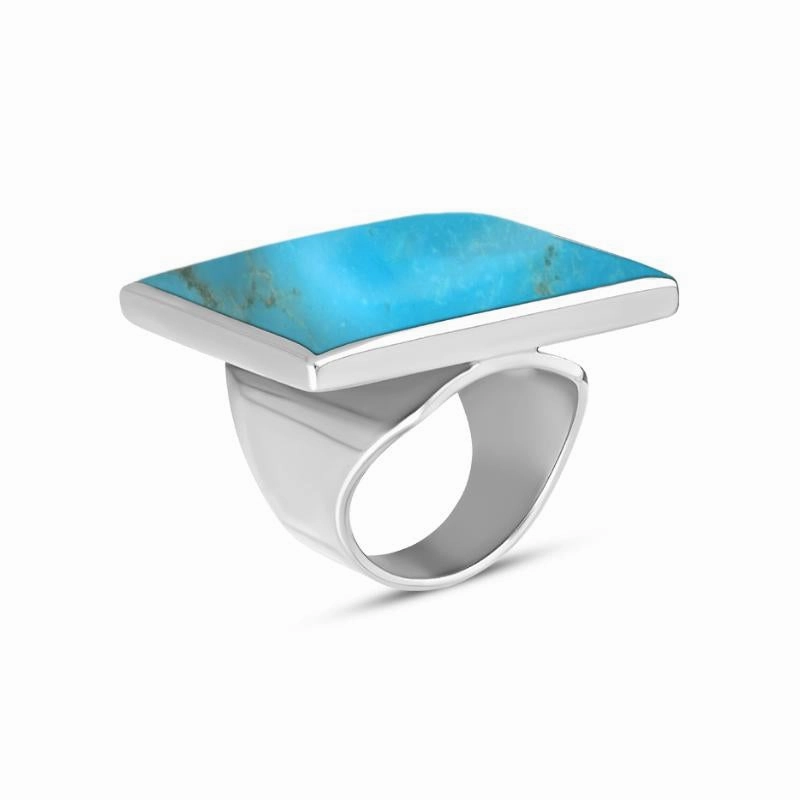 18ct White Gold Turquoise Large Square Ring